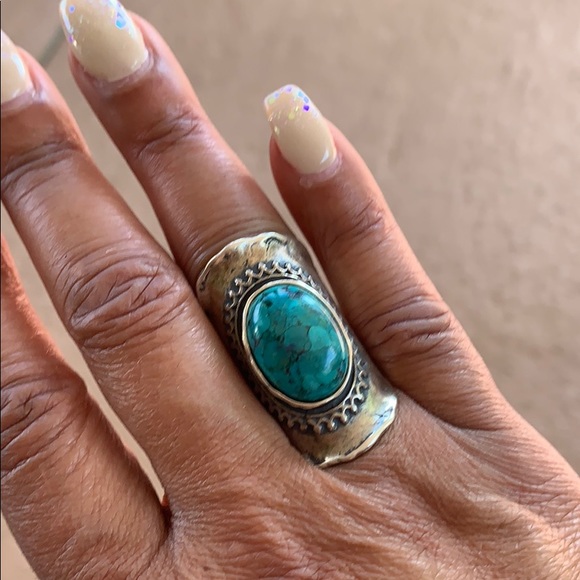 Jewelry - Large Turquoise Ring In Sterling Silver